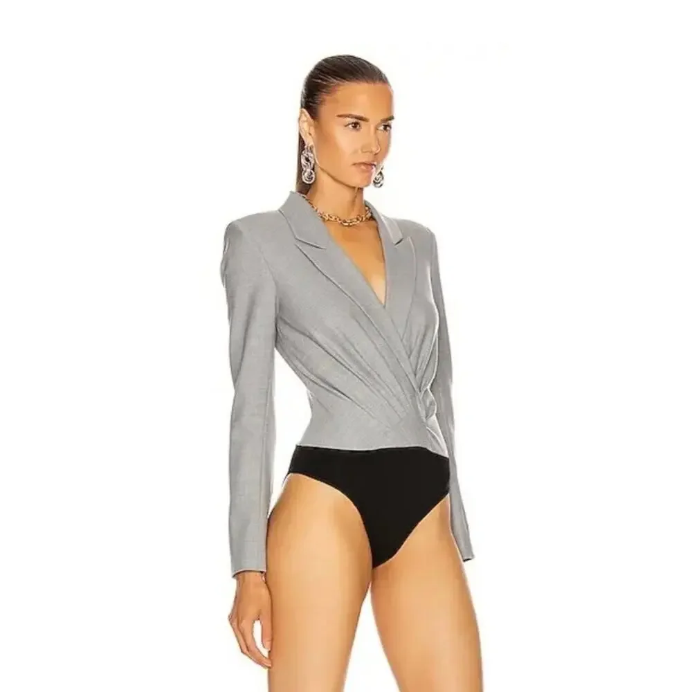 RtA Maryse Blazer Bodysuit In Gray-Size Medium - Picture 2 of 8